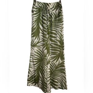 Mahina Palm Leaf Satin Baggy Pants NWT